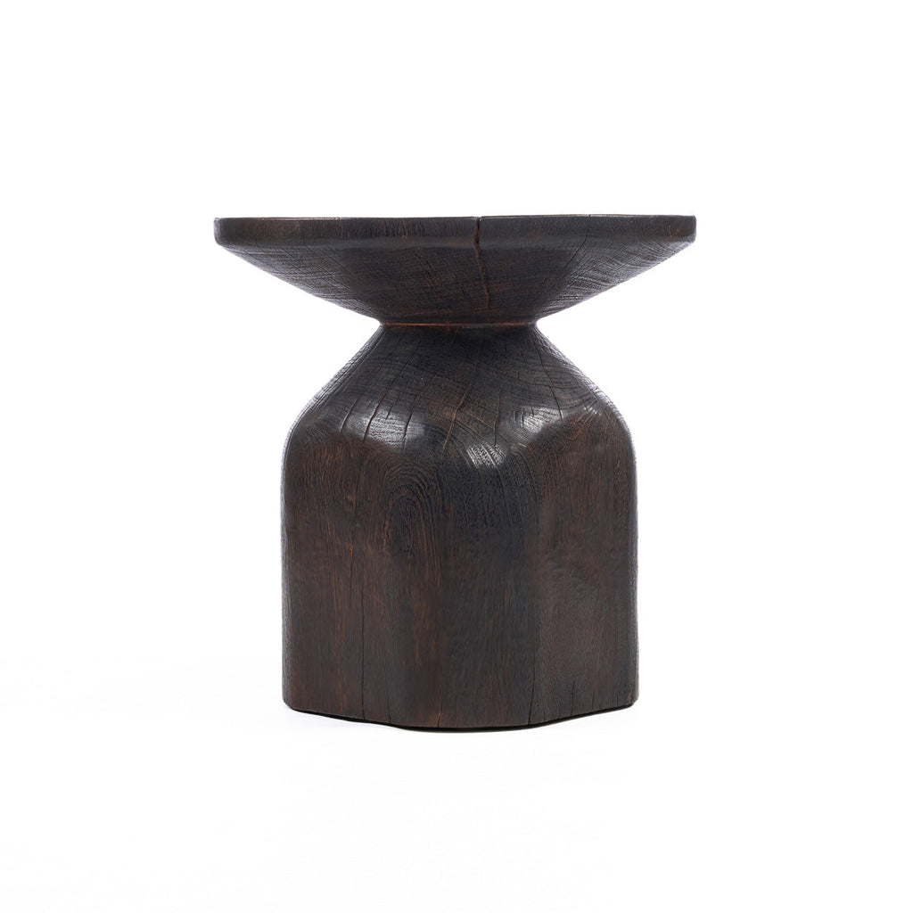 Table d'appoint en bois massif couleur ébène pour salon – Ø50 cm