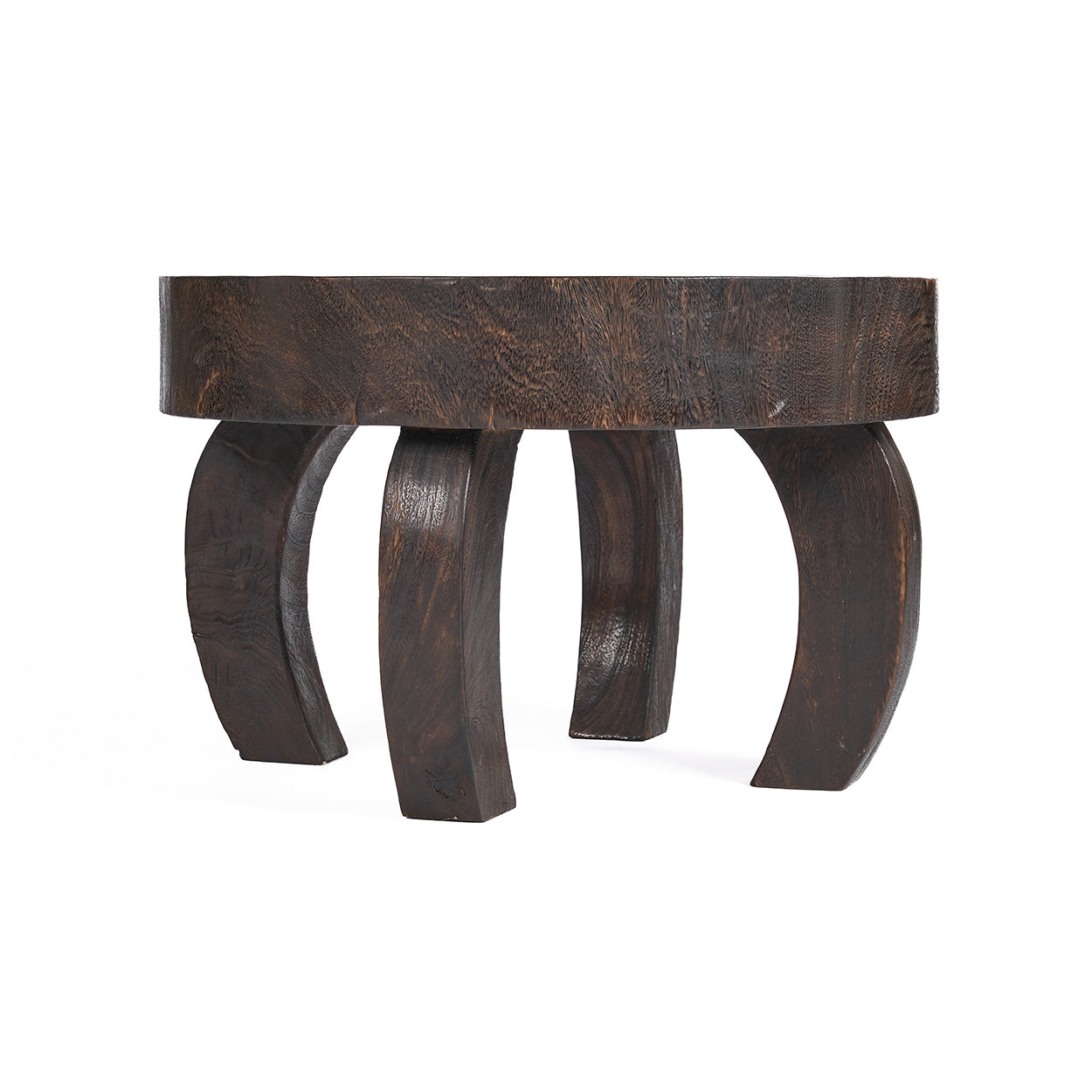 Table basse ronde en bois massif noyer foncé pour salon – Ø70 cm