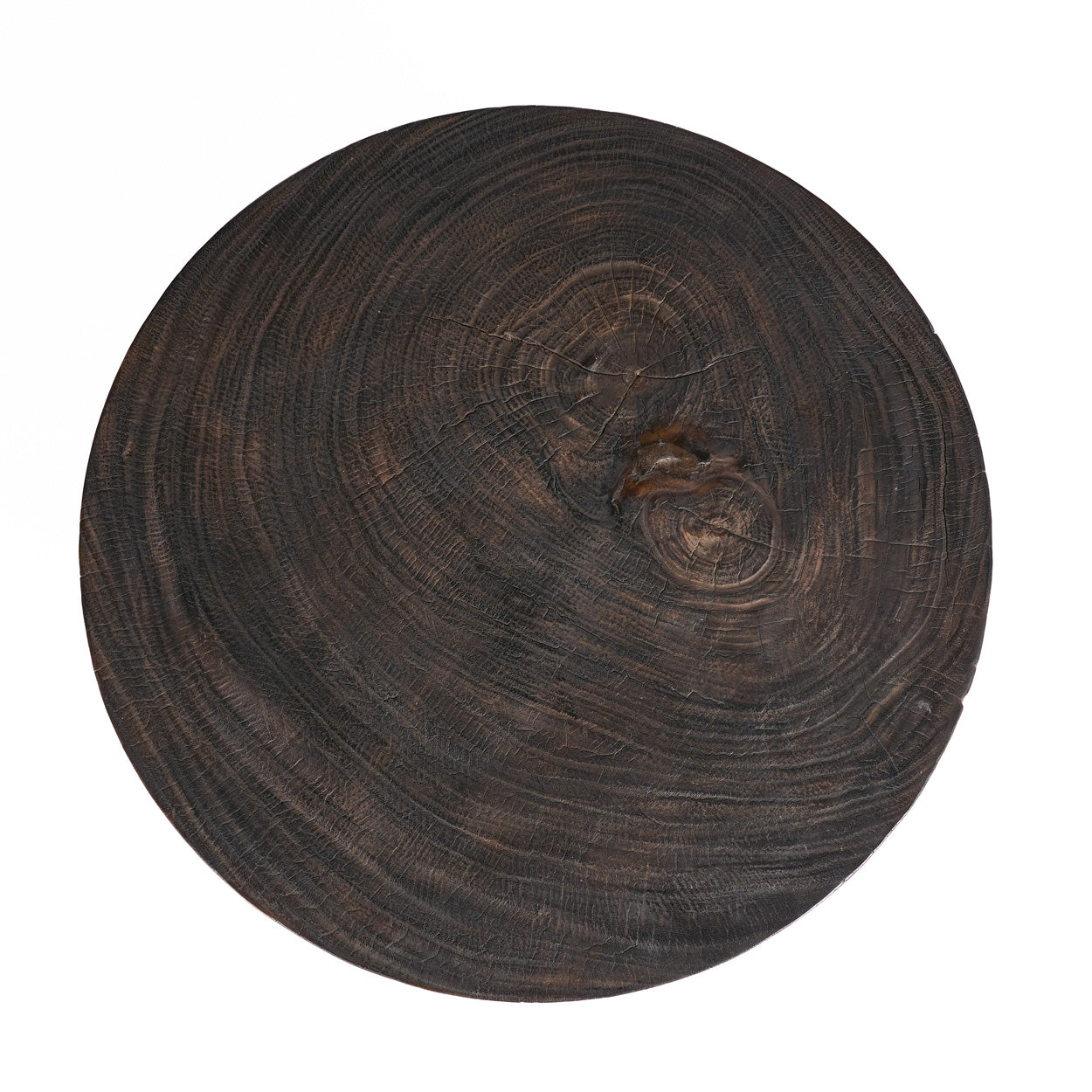 Table basse ronde en bois massif noyer foncé pour salon – Ø70 cm