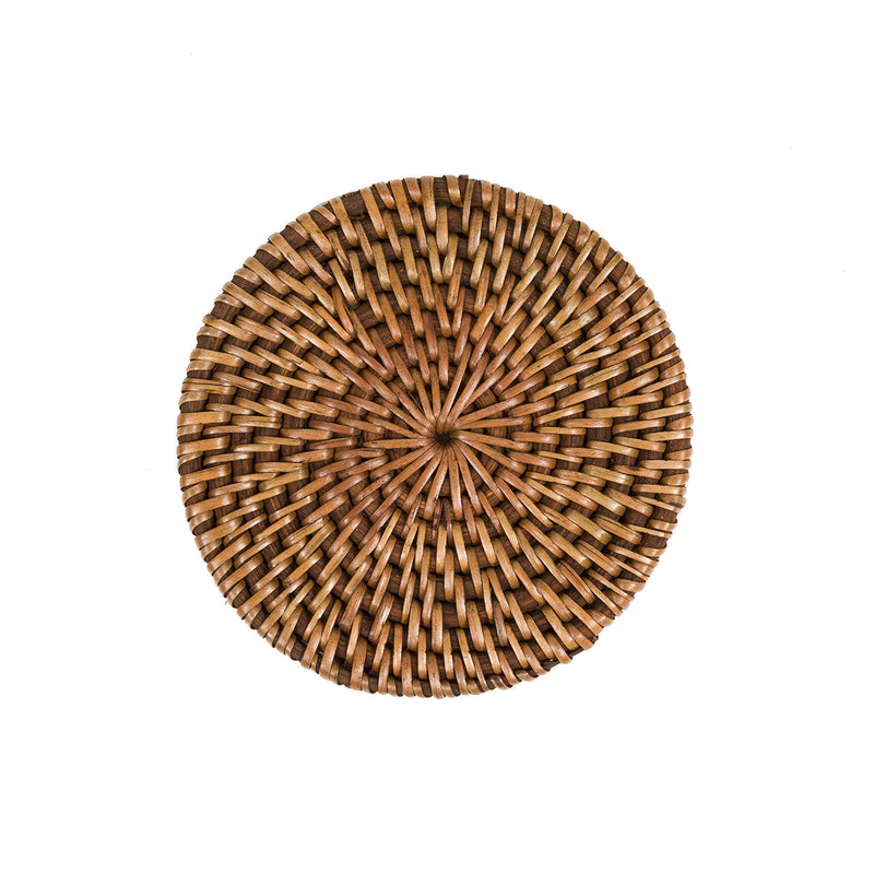 Dessous de verre rond en rotin marron Ø11 cm