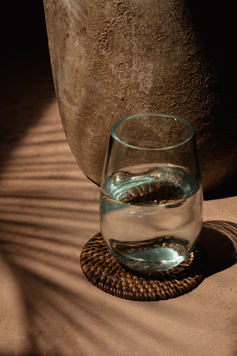 Dessous de verre rond en rotin marron Ø11 cm