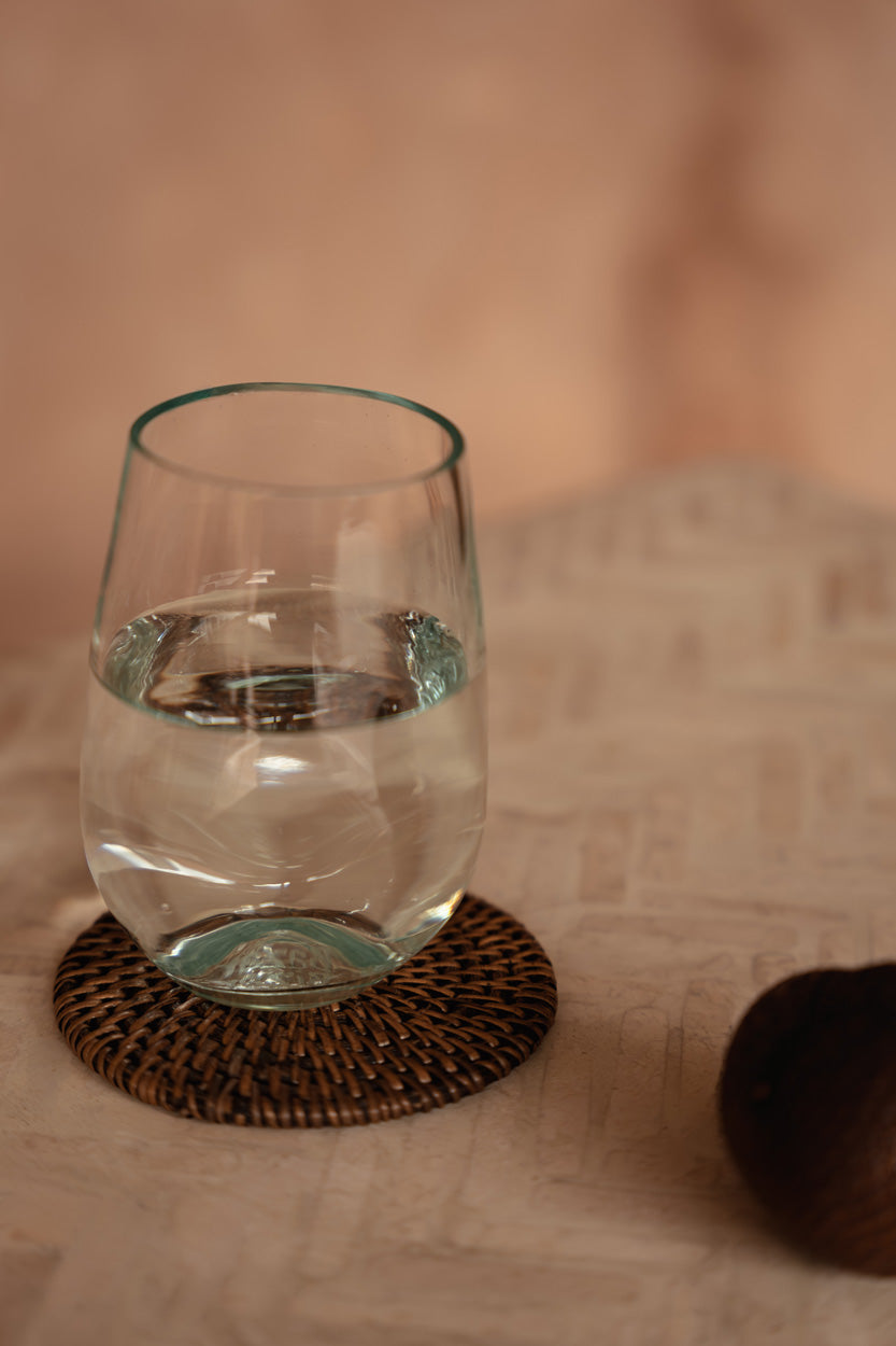 Dessous de verre rond en rotin marron Ø11 cm