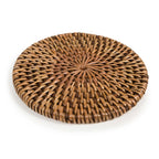 Dessous de verre rond en rotin marron Ø11 cm