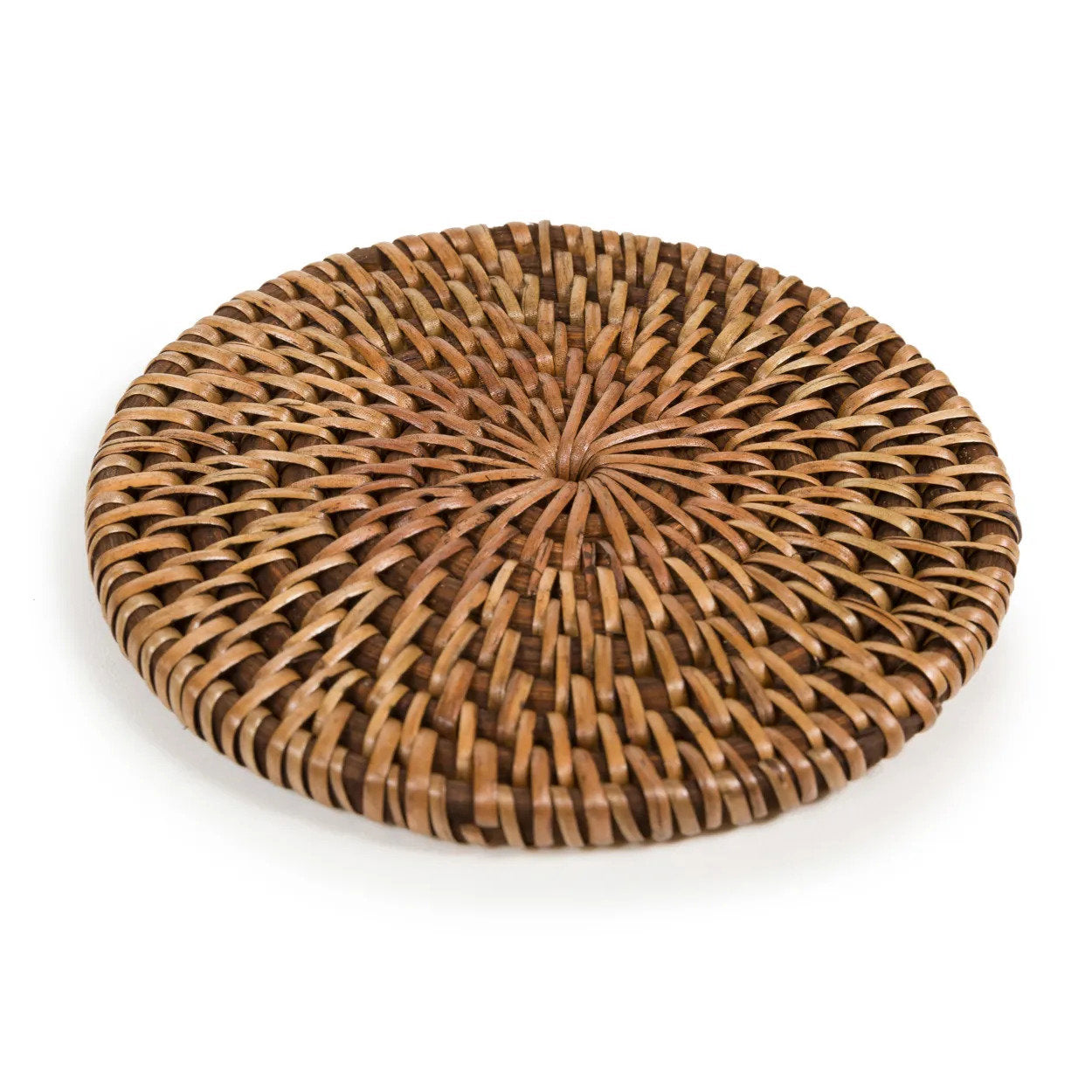 Dessous de verre rond en rotin marron Ø11 cm
