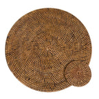 Dessous de verre rond en rotin marron Ø11 cm