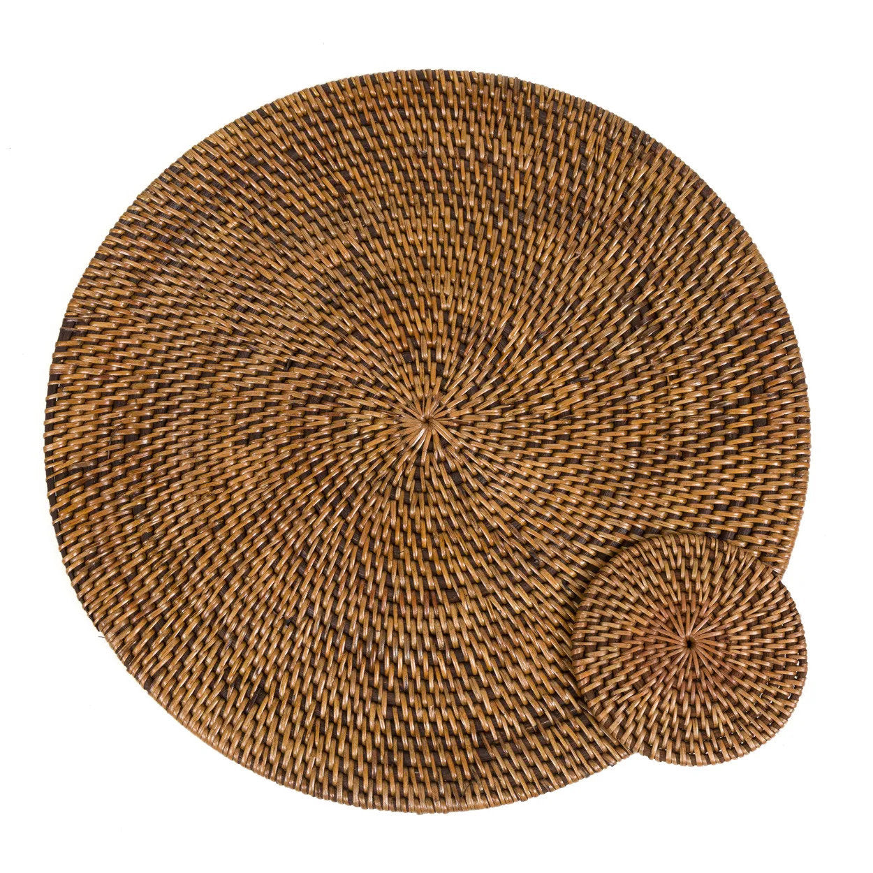 Dessous de verre rond en rotin marron Ø11 cm