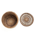 Panier rangement rotin naturel motif coquillages côtier