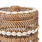 Panier rangement rotin naturel motif coquillages côtier