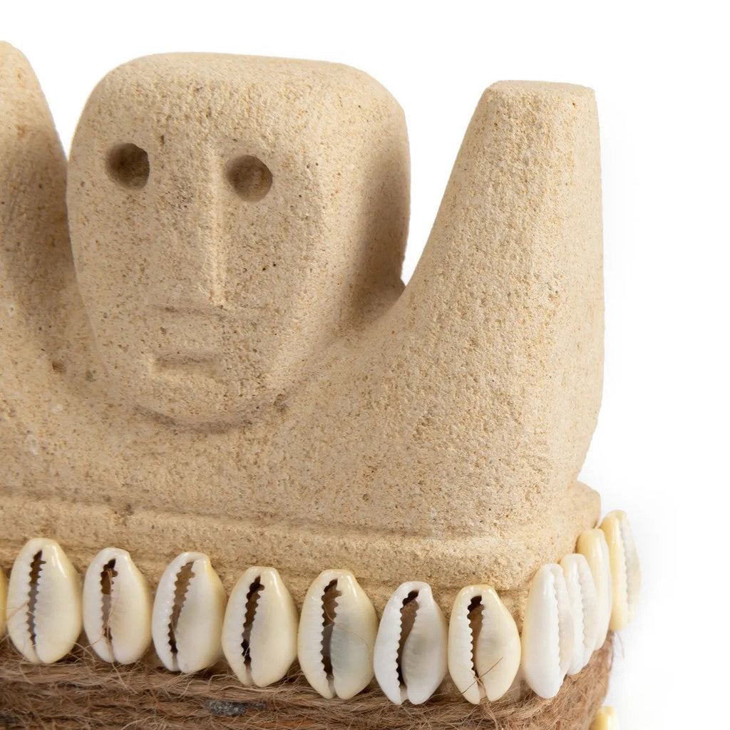 Statue pierre de Sumba visage en grès naturel - 10 cm