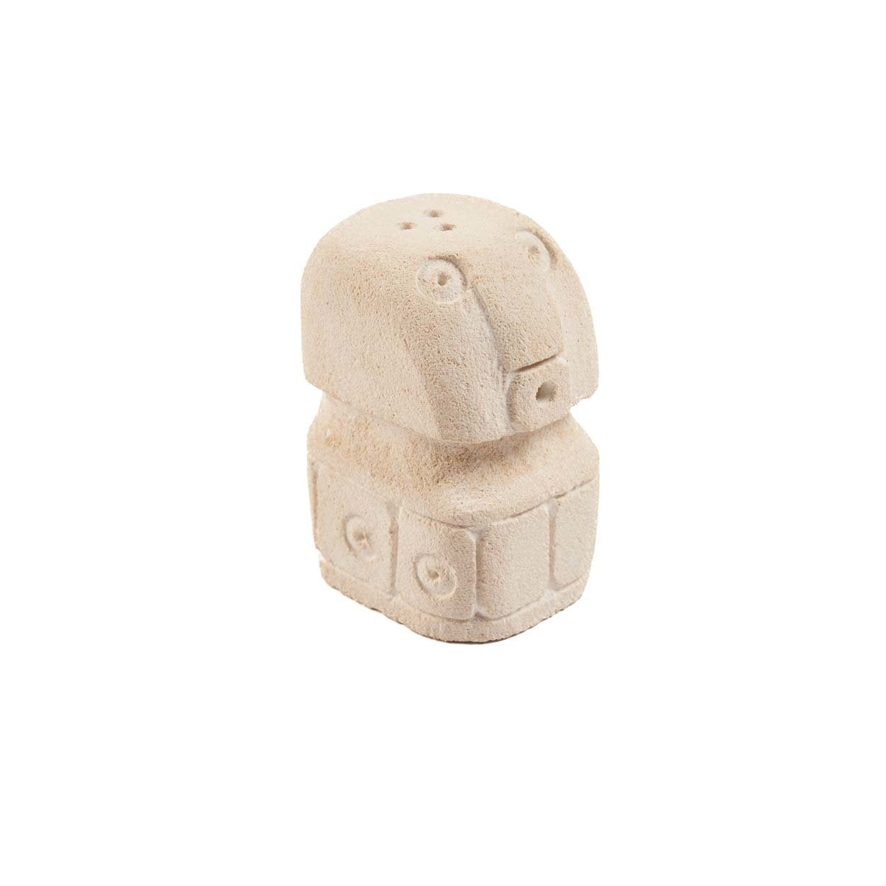 Duo salière poivrière en grès naturel forme totem 7 cm