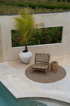 Tapis rond en jonc de mer tressé motif cercles naturels – Ø200 cm