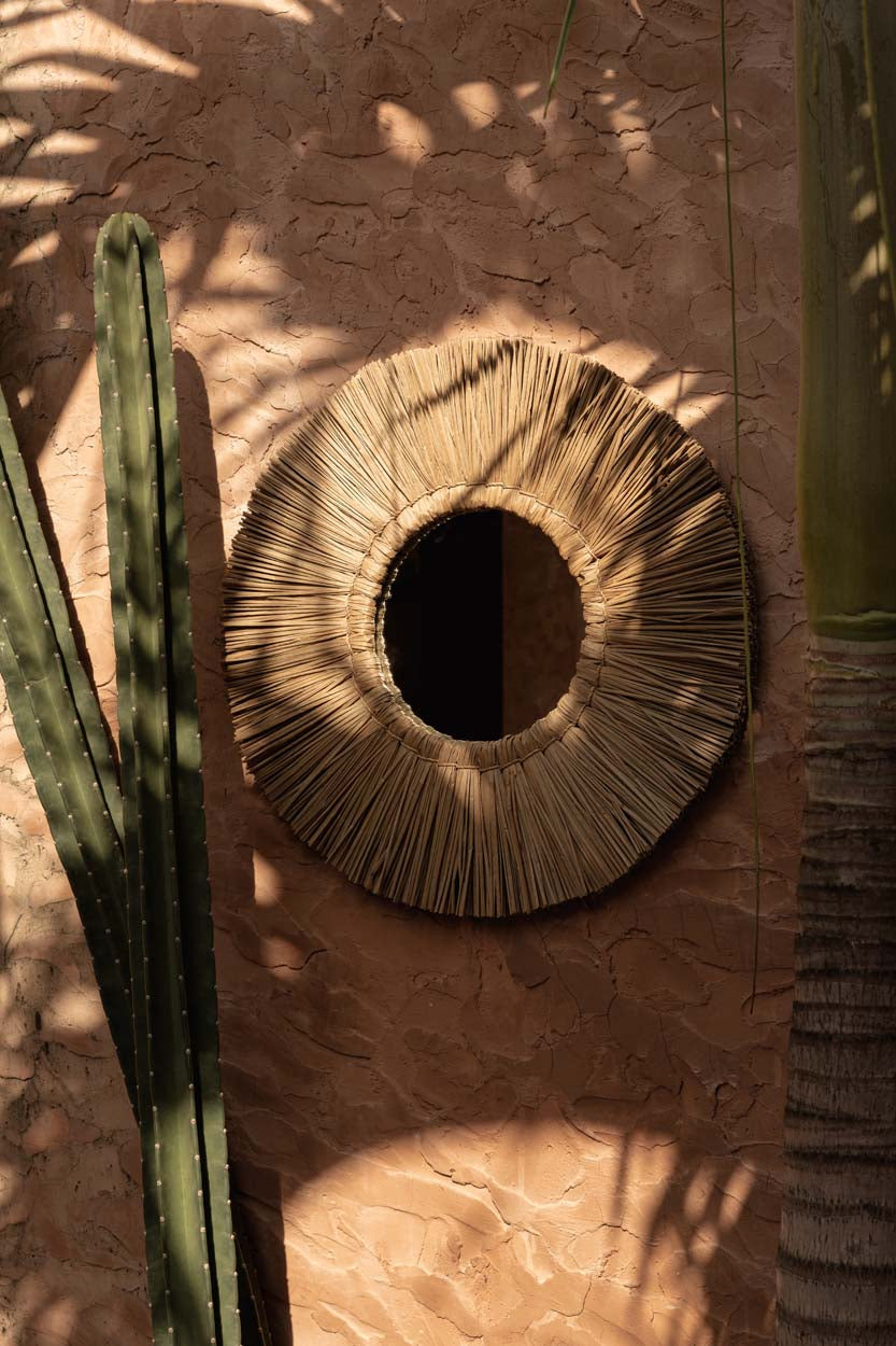 Miroir en herbe Alang Alang rond 50 cm