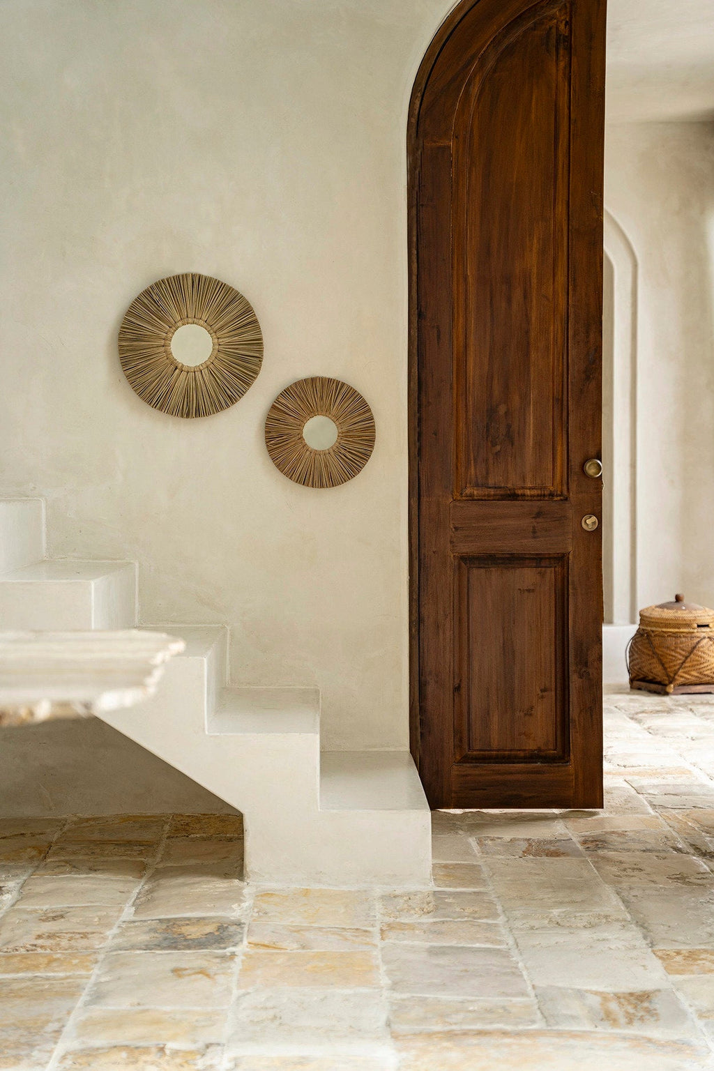 Miroir rond en herbe Alang Alang 45 cm naturel