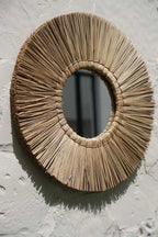 Miroir rond en herbe Alang Alang 45 cm naturel