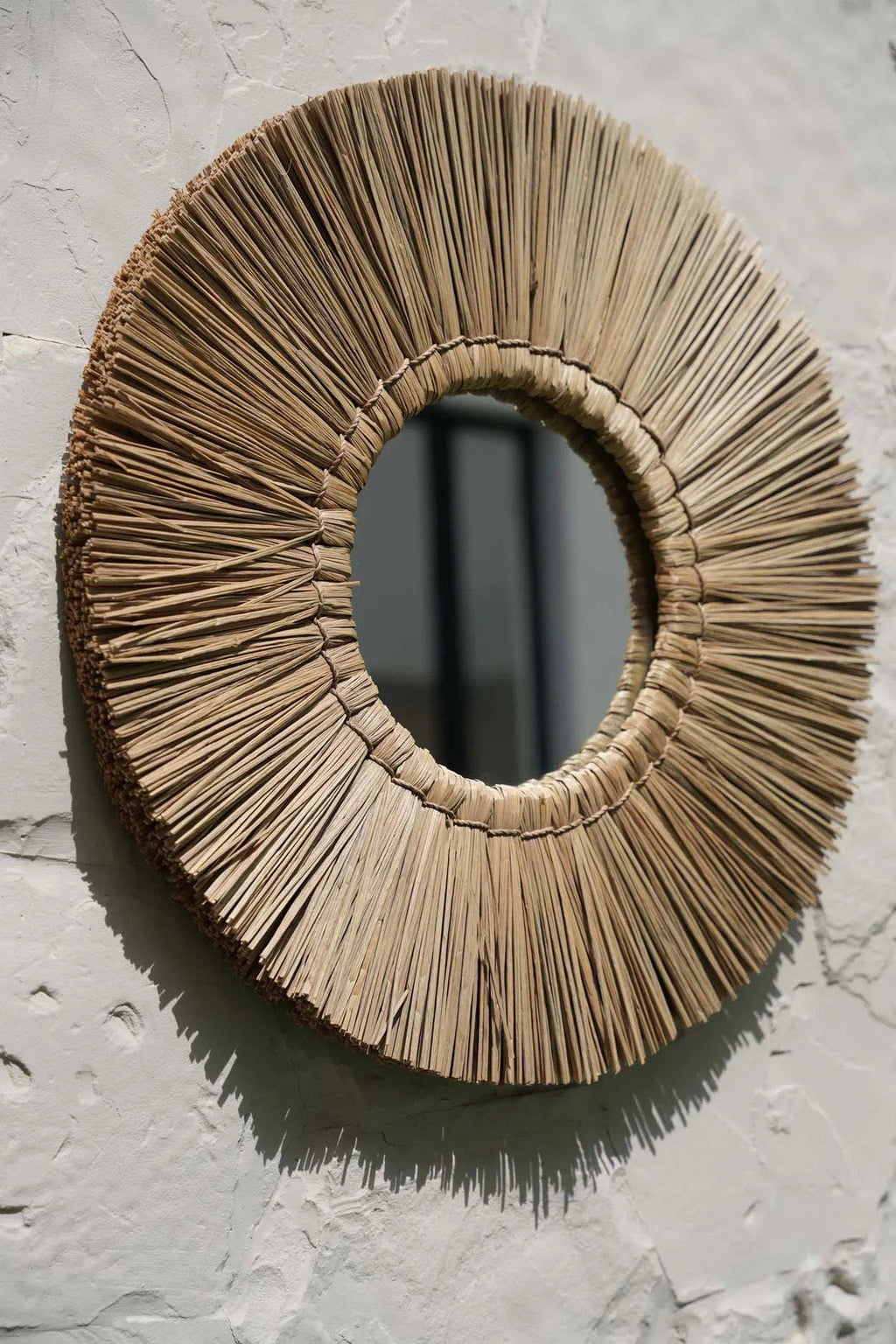 Miroir rond en herbe Alang Alang 45 cm naturel