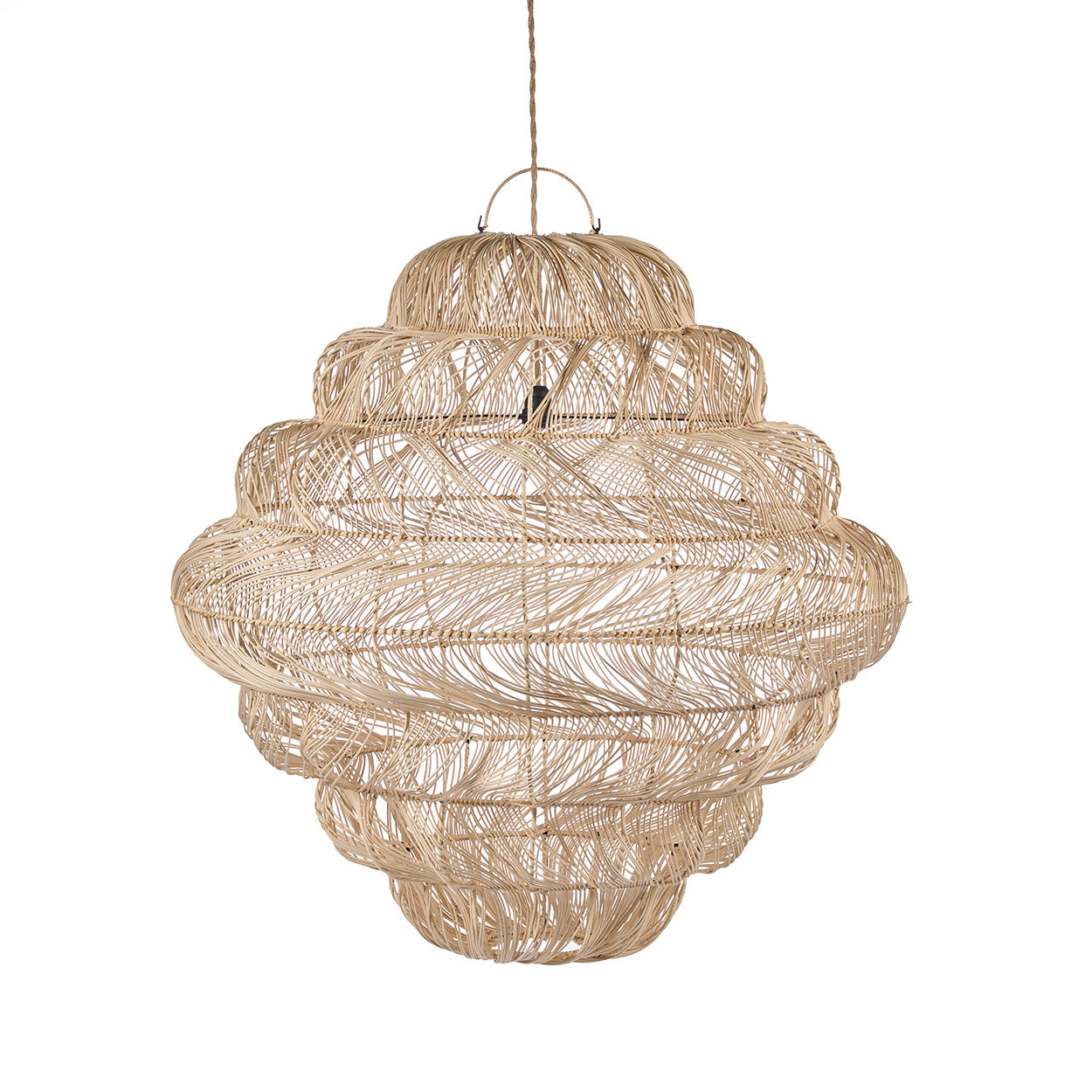 Suspension rotin naturel ajouré forme nuage – Ø102 cm