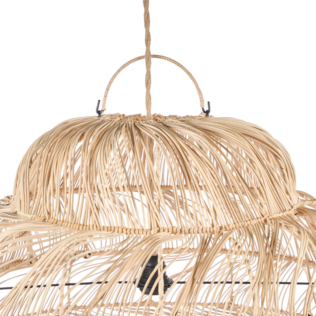 Suspension rotin naturel ajouré forme nuage – Ø102 cm