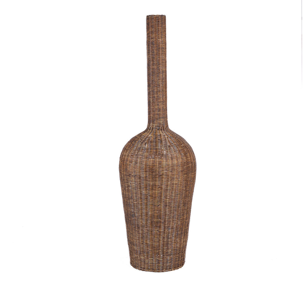 Suspension en rotin brun foncé forme amphore XXL – H156 cm