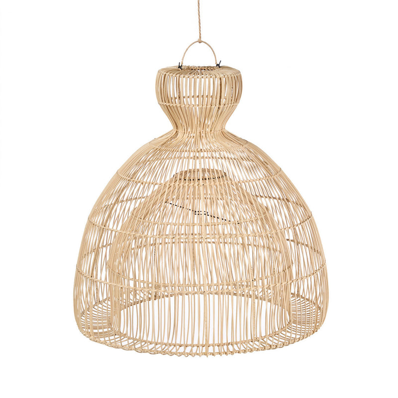 Suspension en rotin naturel forme cloche ajourée – Ø82 cm