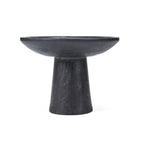 Plateau piédestal en bois noir sculpté pour salon – Ø35 cm