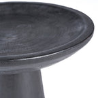 Plateau piédestal en bois noir sculpté pour salon – Ø35 cm