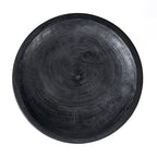 Plateau piédestal en bois noir sculpté pour salon – Ø35 cm