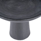 Plateau piédestal en bois noir sculpté pour salon – Ø35 cm