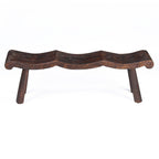 Banc en bois massif brun foncé ondulé pour salon – 155x35 cm