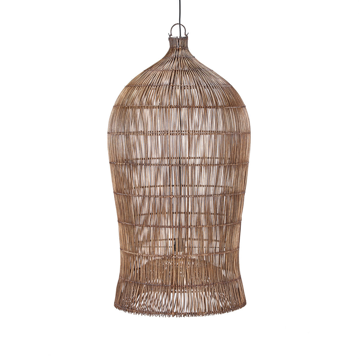 Suspension bambou tressé brun lampe de salon – Ø60 cm