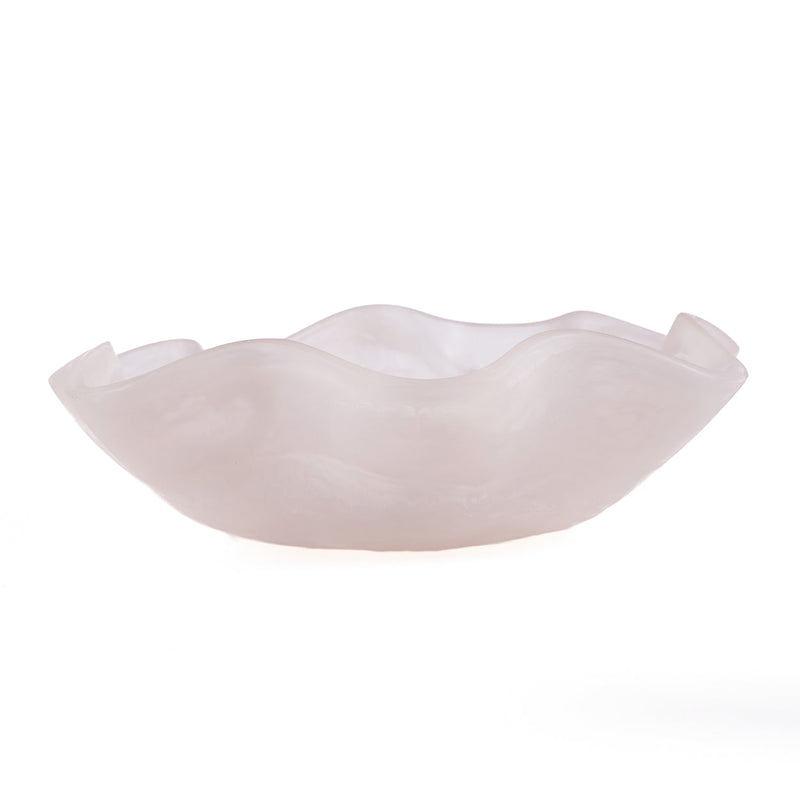 Coupe décorative en résine marbrée rose blanc forme organique