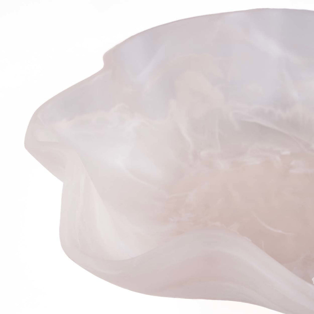 Coupe décorative en résine marbrée rose blanc forme organique