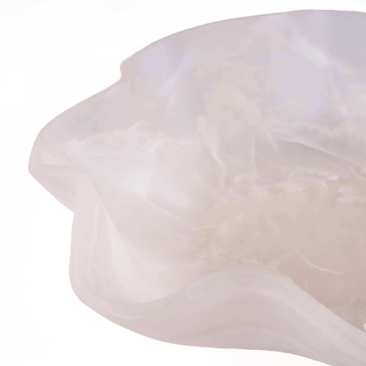 Coupe décorative en résine marbrée rose blanc forme organique