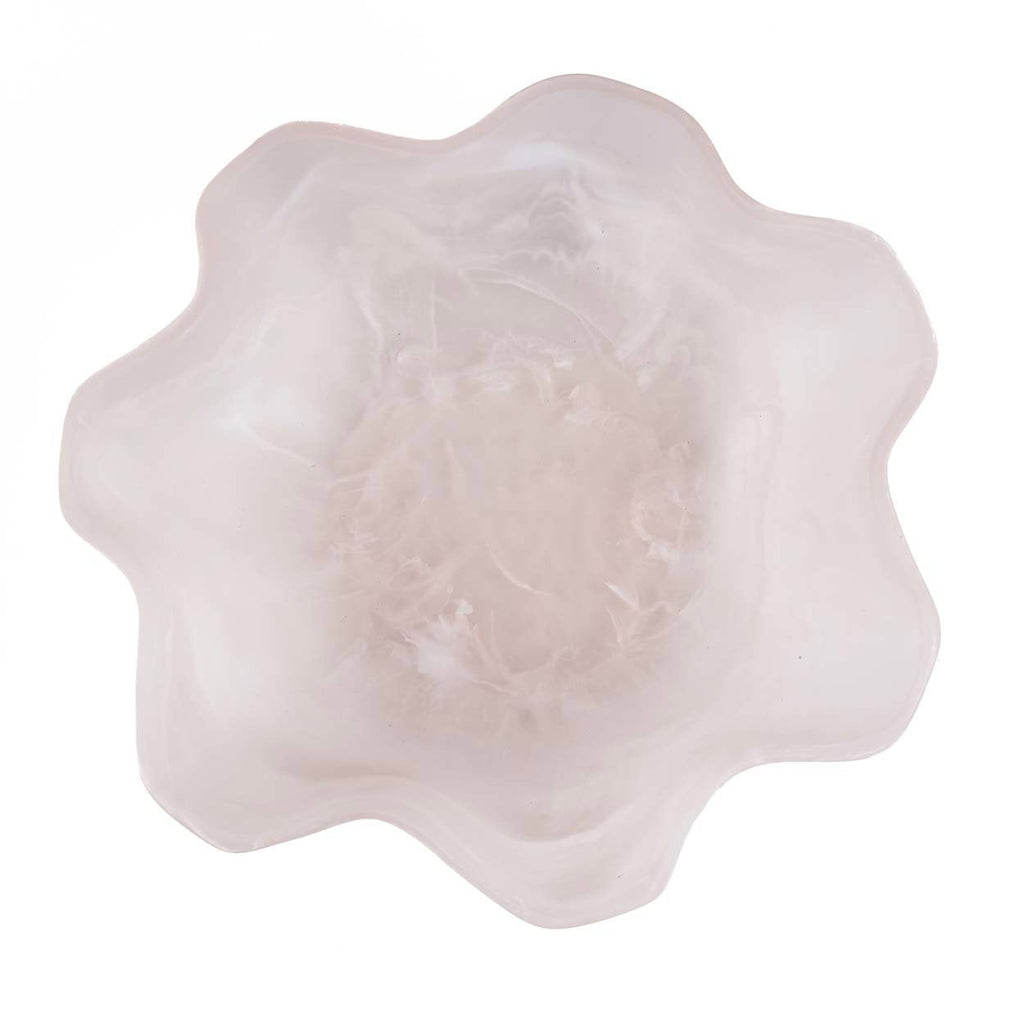 Coupe décorative en résine marbrée rose blanc forme organique