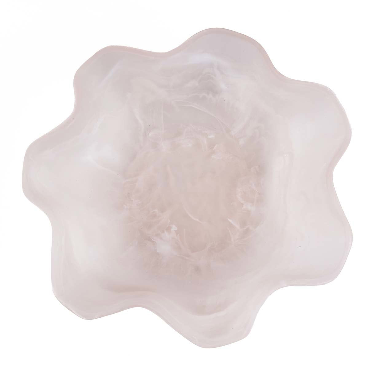 Coupe décorative en résine marbrée rose blanc forme organique
