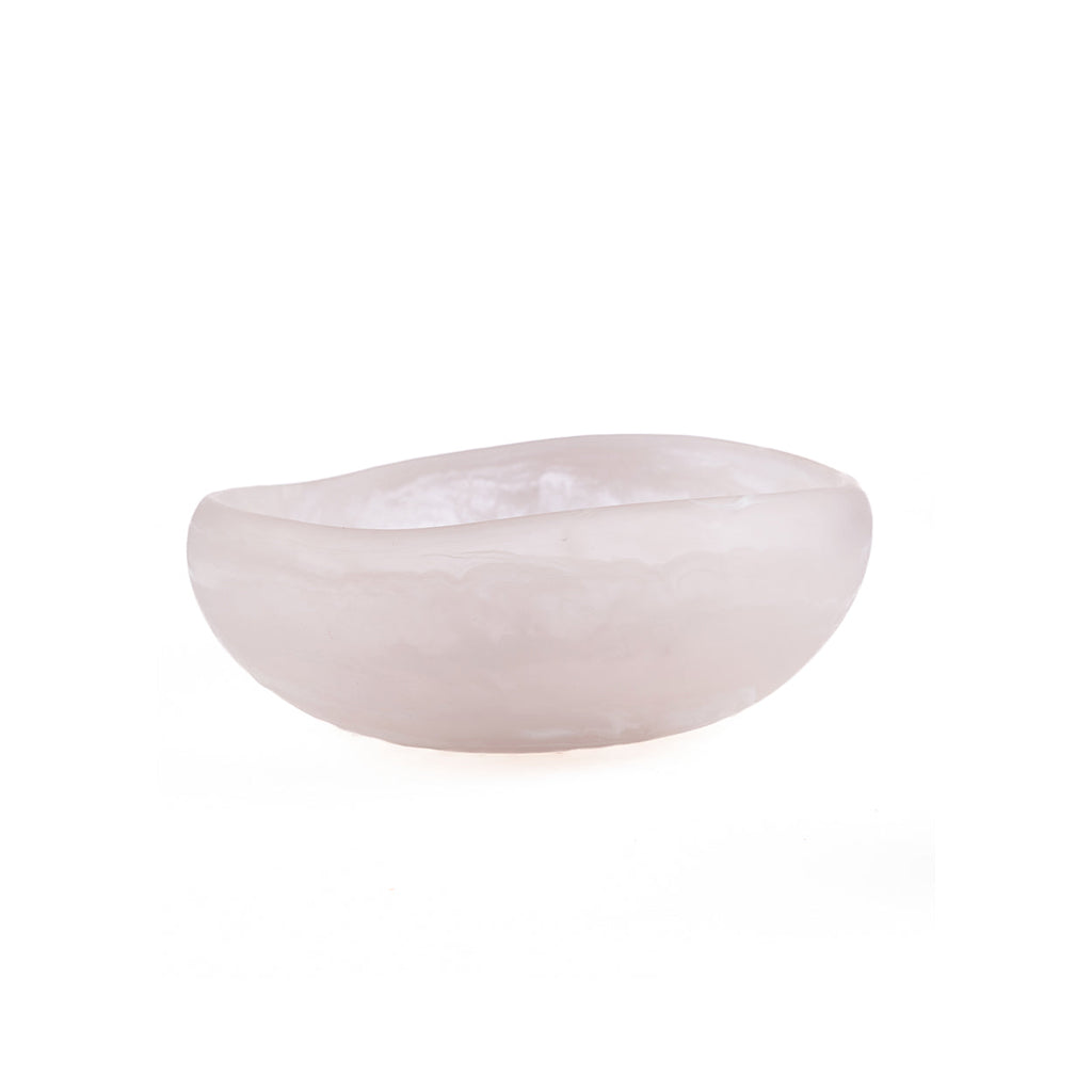 Coupe décorative en résine blanche effet albâtre forme organique