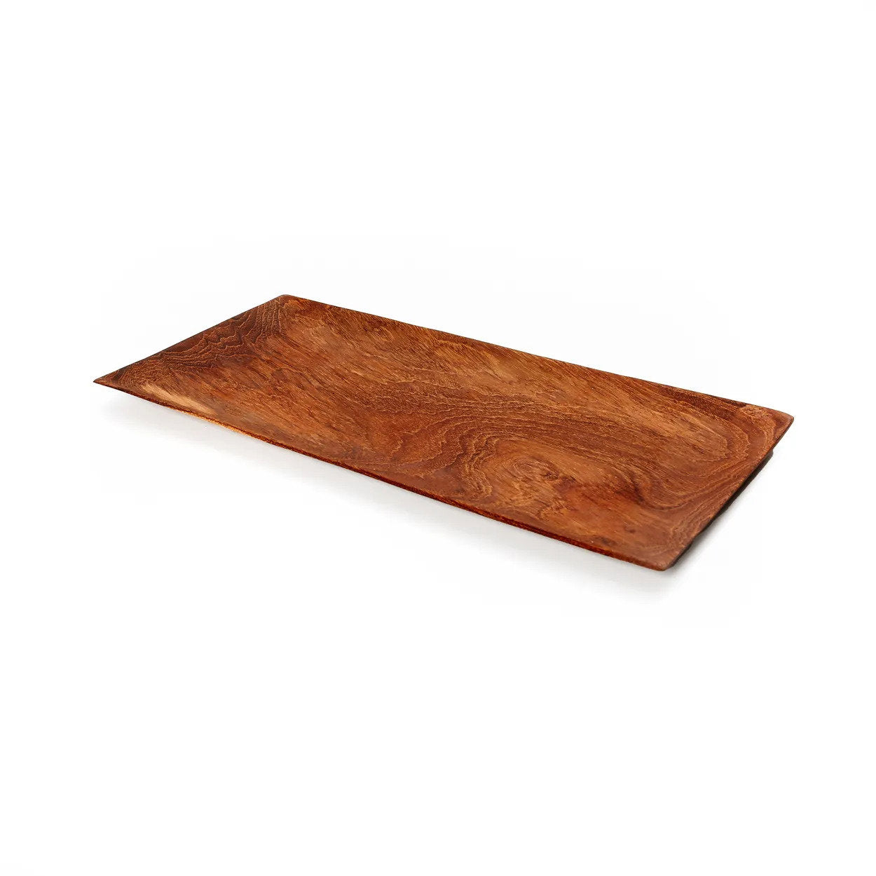 Plateau rectangulaire en racine de teck finition lisse motif bois