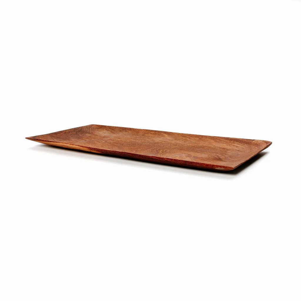 Plateau rectangulaire en racine de teck finition lisse motif bois
