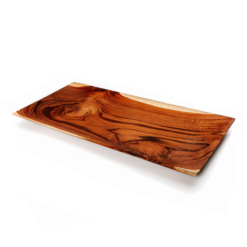 Plateau rectangulaire en racine de teck finition lustrée – 35x18 cm