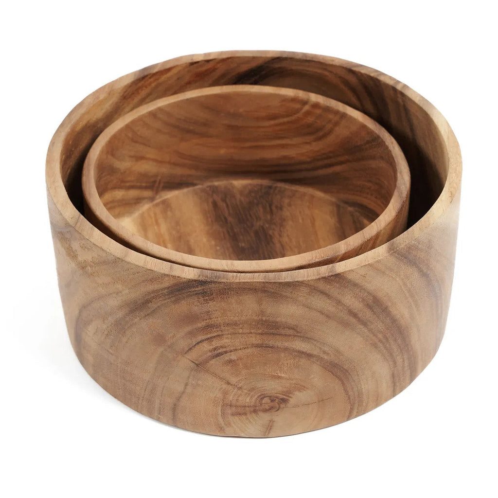 Bol rond en bois de Suar – Finition naturelle – Ø20 cm