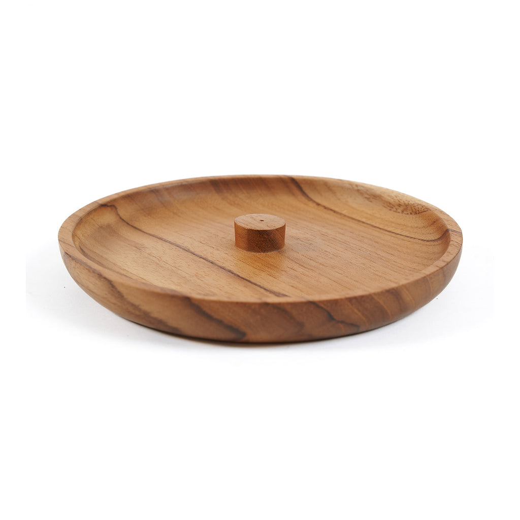 Porte-encens en teck racine finition naturelle forme ronde