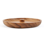 Porte-encens en teck racine finition naturelle forme ronde