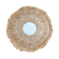 Miroir en raphia naturel rond 70 cm avec franges artisanales