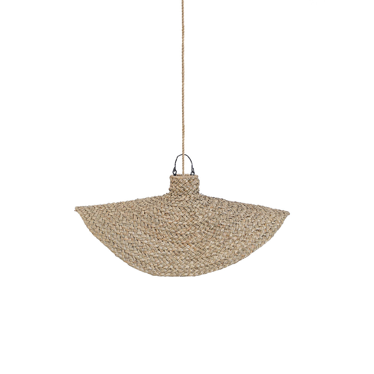 Suspension en jacinthe d'eau tressée forme organique beige – Ø60 cm