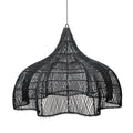 Suspension en rotin ajouré noir forme de fleur XL – Ø110 cm