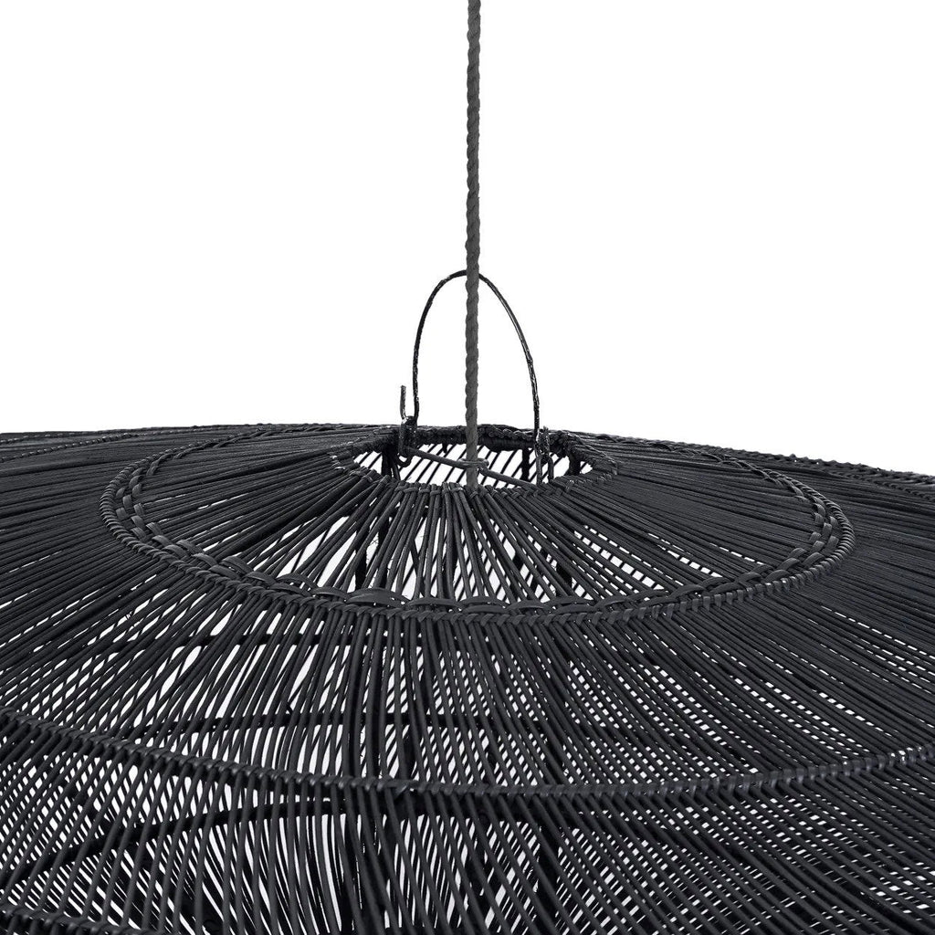 Suspension disque ajouré en rotin noir XL – Ø150 cm