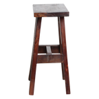 Banc en bois recyclé brun foncé pieds évasés look vintage – 45x20 cm