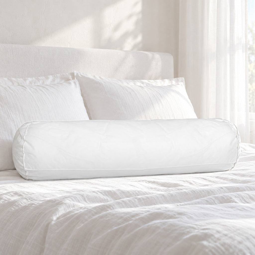 Coussin traversin blanc uni – Forme cylindrique – 35x100 cm