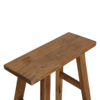 Banc en teck recyclé finition naturelle pieds évasés – 40x17 cm