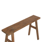 Banc en teck recyclé naturel pieds tréteaux – 80x17 cm