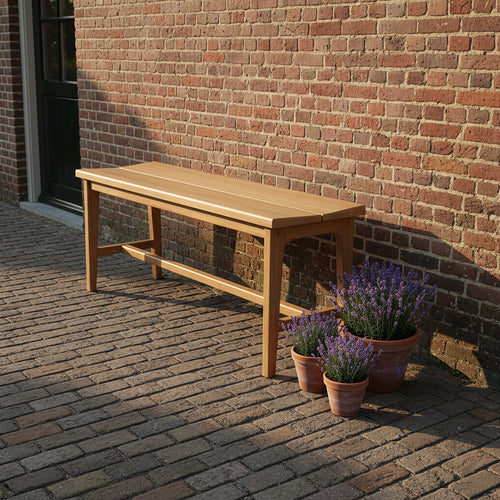 Banc en teck élégant beige intérieur extérieur – 120x35 cm